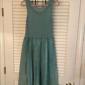 SAGA Washed Soft Green Lightweight and Soft Midi Dress